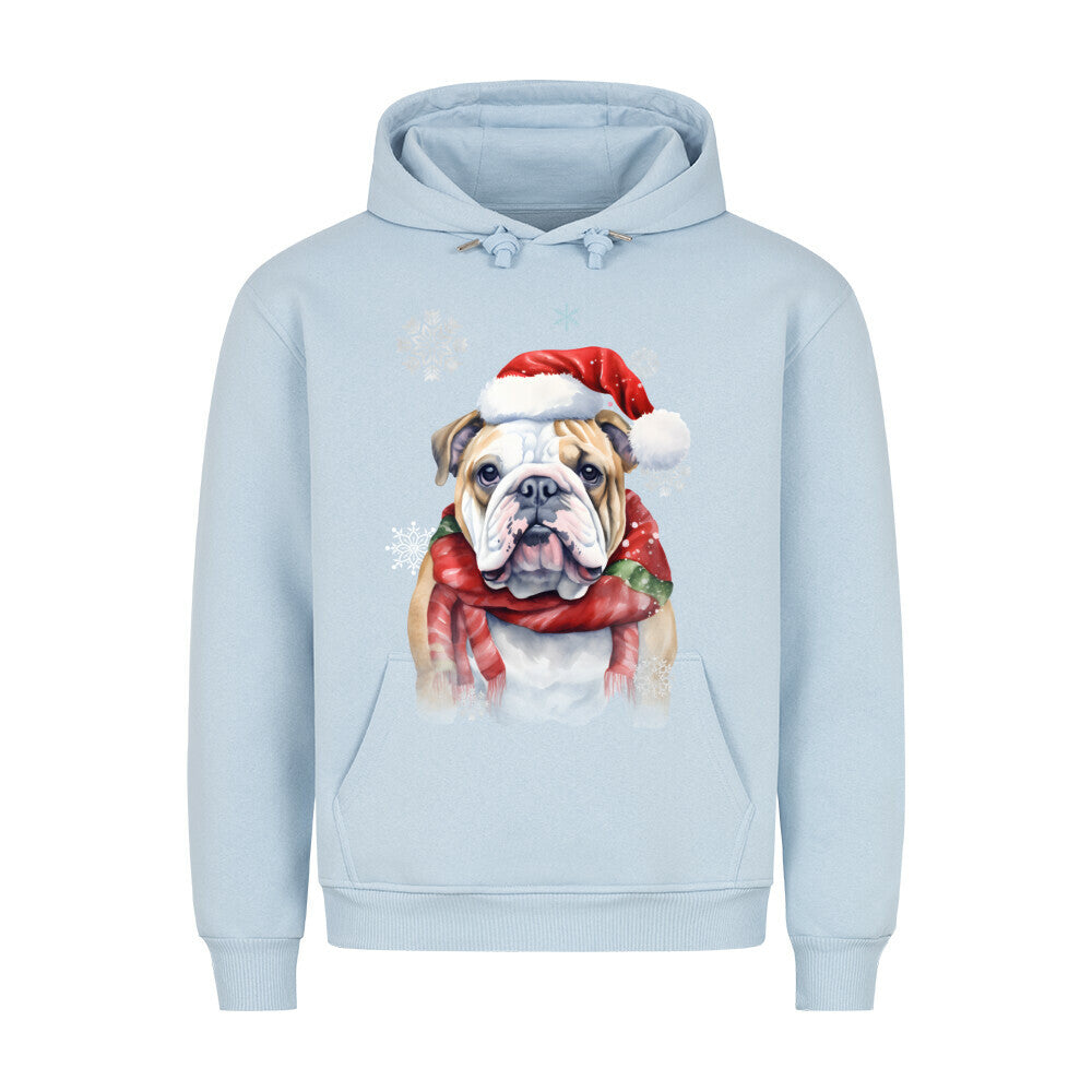 Premium Hoodie "English Bulldog Christmas" Babyblau – hunde-shirt.de