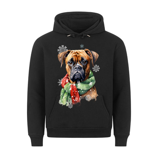 Premium Hoodie "Deutscher Boxer Winter" Schwarz – hunde-shirt.de
