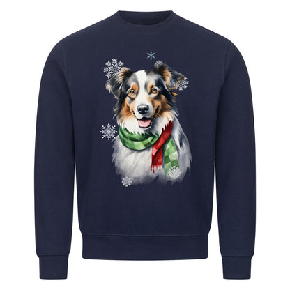 Premium Sweatshirt "Australian Shepherd Winter" Navy Blue – hunde-shirt.de