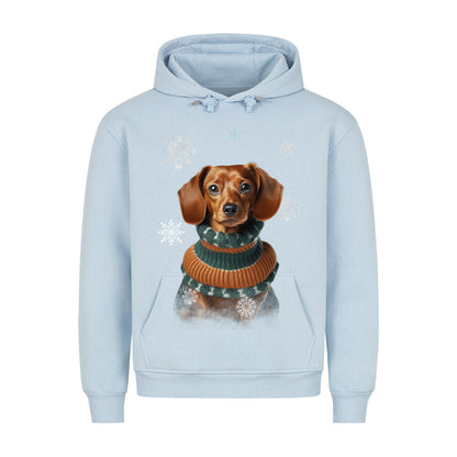 Premium Hoodie "Dackel Winter 2" Babyblau – hunde-shirt.de