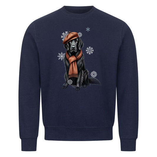 Premium Sweatshirt "Flat Coated Retriever Winter" Navy Blue – hunde-shirt.de