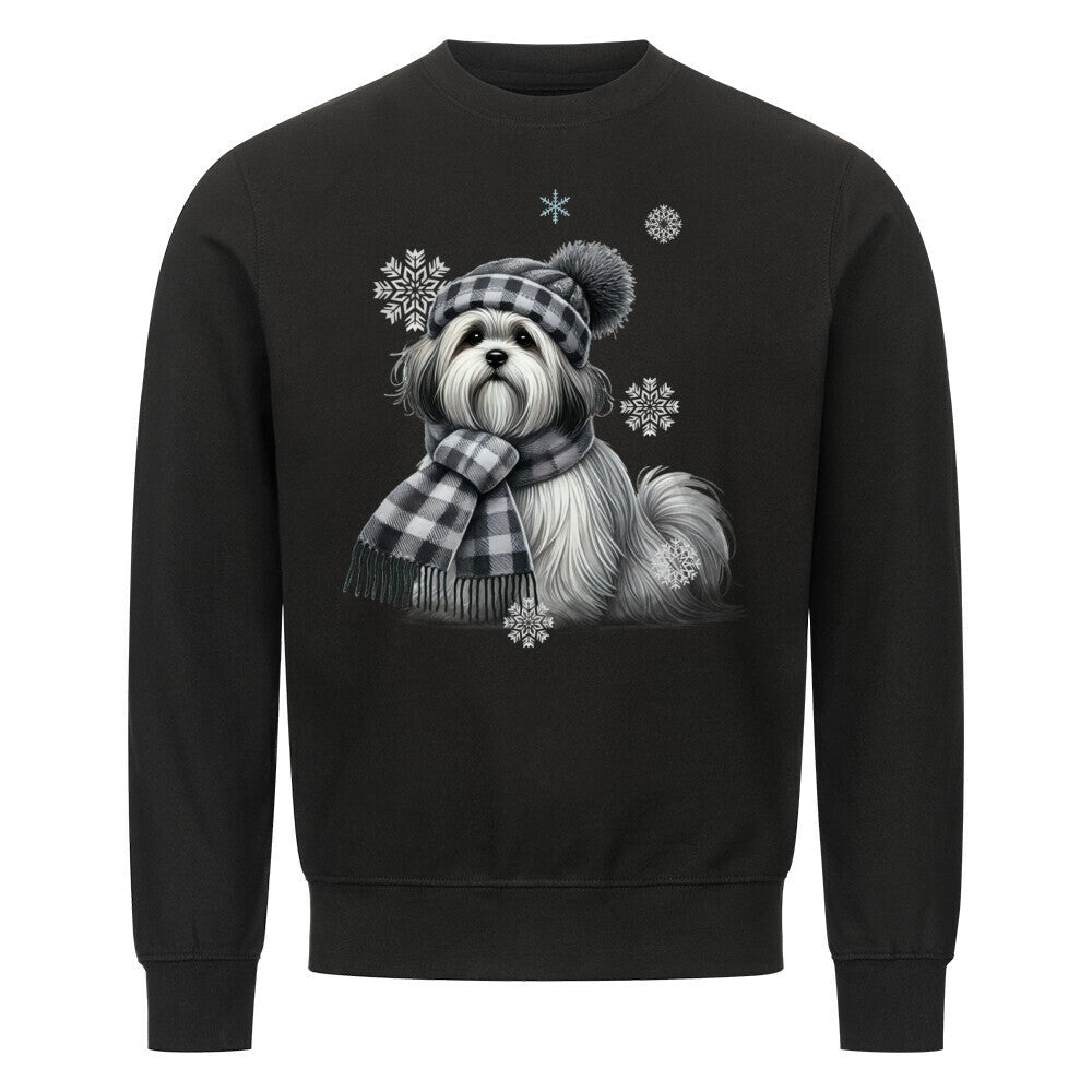 Premium Sweatshirt "Lhasa Apso Winter" Schwarz – hunde-shirt.de