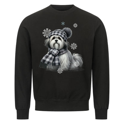 Premium Sweatshirt "Lhasa Apso Winter" Schwarz – hunde-shirt.de