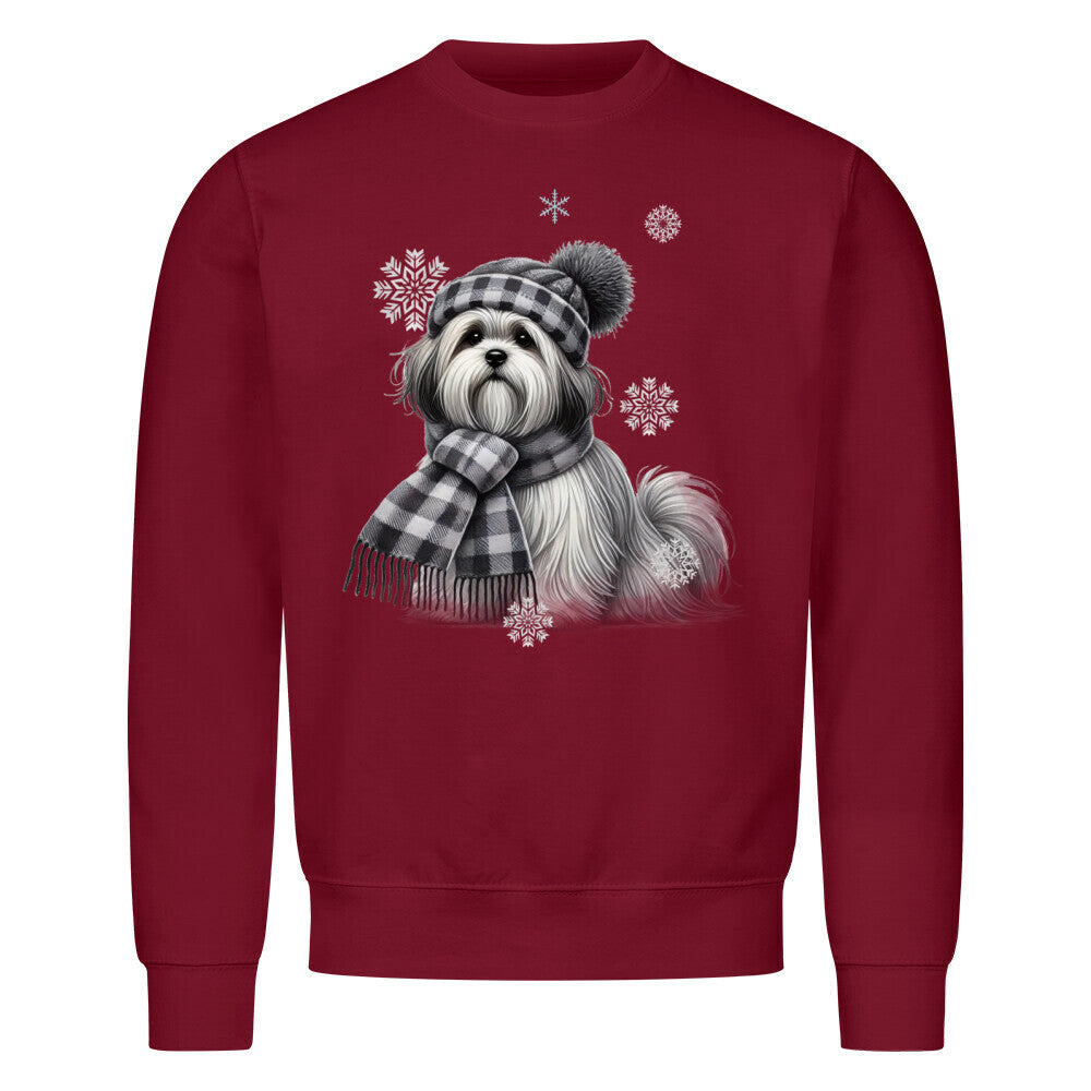 Premium Sweatshirt "Lhasa Apso Winter" Burgunder – hunde-shirt.de