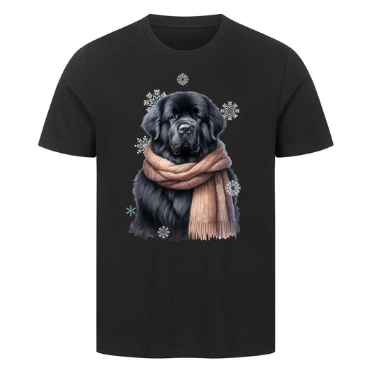 Premium T-Shirt "Neufundländer schwarz Winter" Schwarz – hunde-shirt.de
