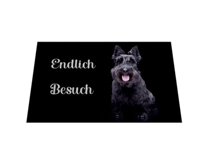 Fußmatte "Scottish Terrier - Endlich Besuch" – hunde-shirt.de