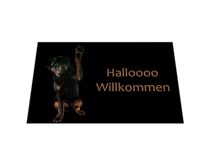Fußmatte "Rottweiler - Halloooo Willkommen" – hunde-shirt.de