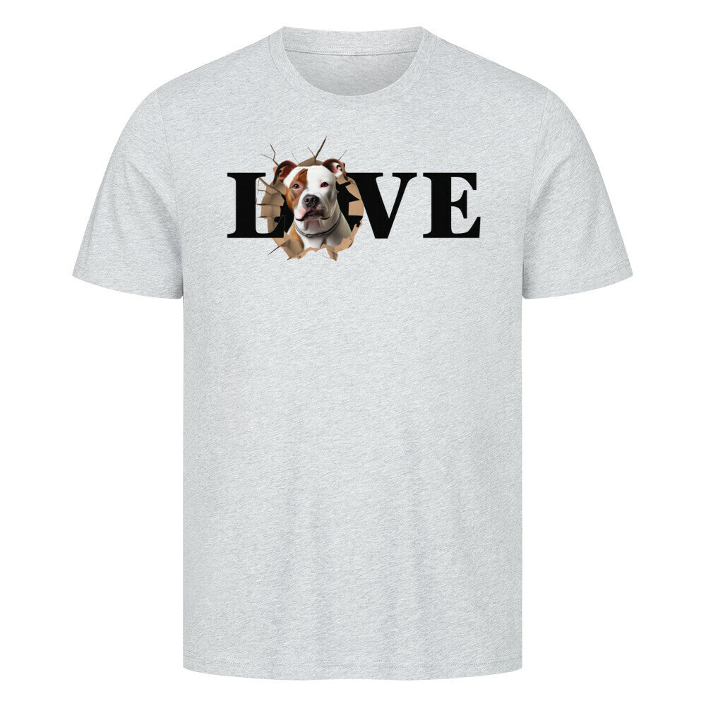 Premium T-Shirt "Staffordshire Bull Terrier LOVE" Heather Grey – hunde-shirt.de