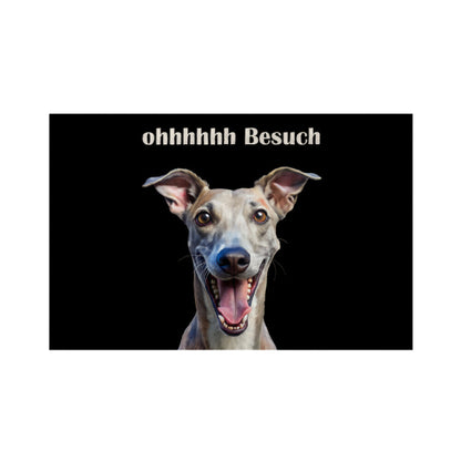 Fußmatte "Whippet - ohhhhhh Besuch" Weiß – hunde-shirt.de