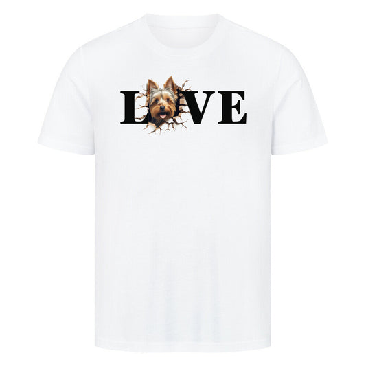 Premium T-Shirt "Yorkshire Terrier LOVE 2" Weiß – hunde-shirt.de