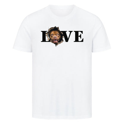 Premium T-Shirt "Bordeauxdogge LOVE" Weiß – hunde-shirt.de