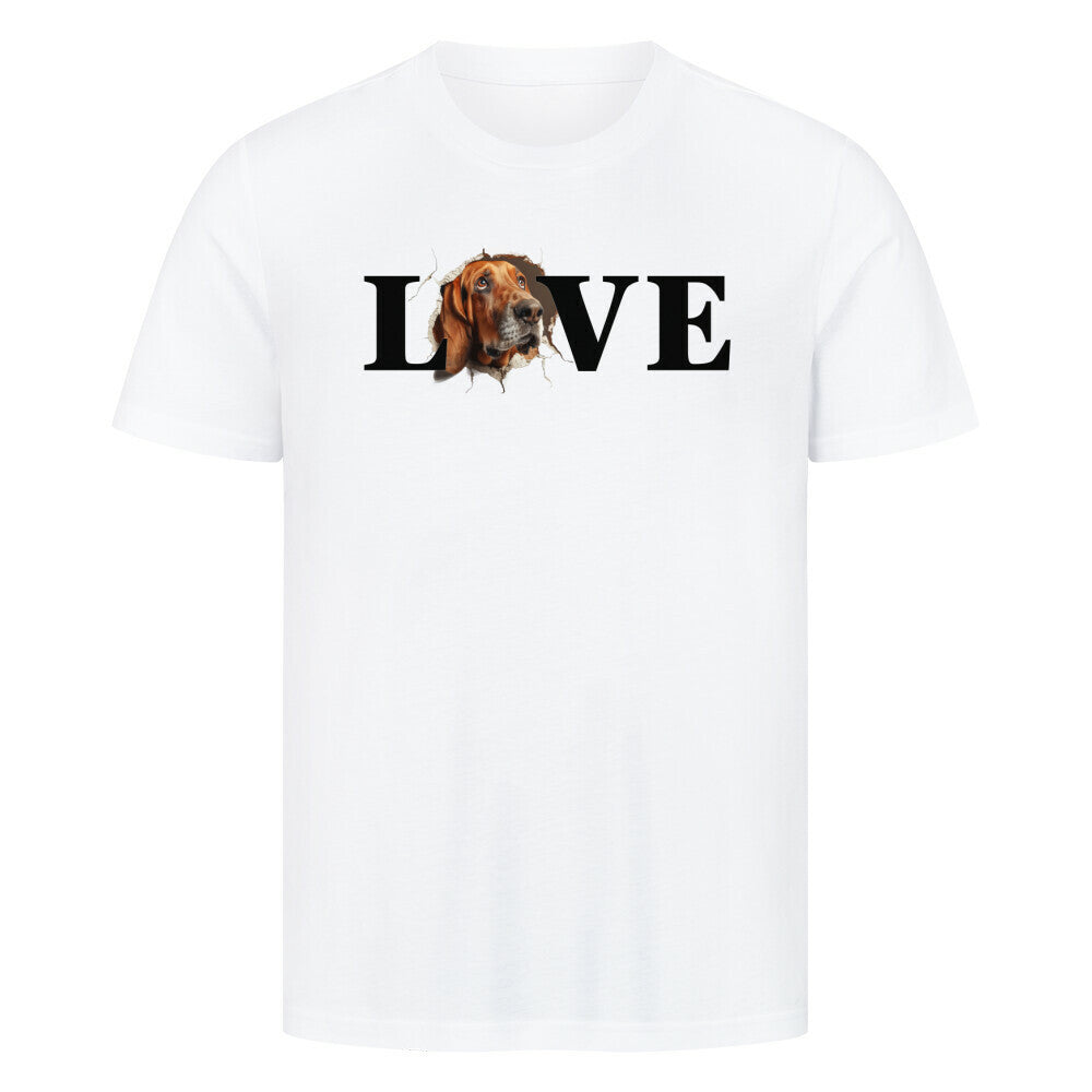 Premium T-Shirt "Bloodhound LOVE" Weiß – hunde-shirt.de