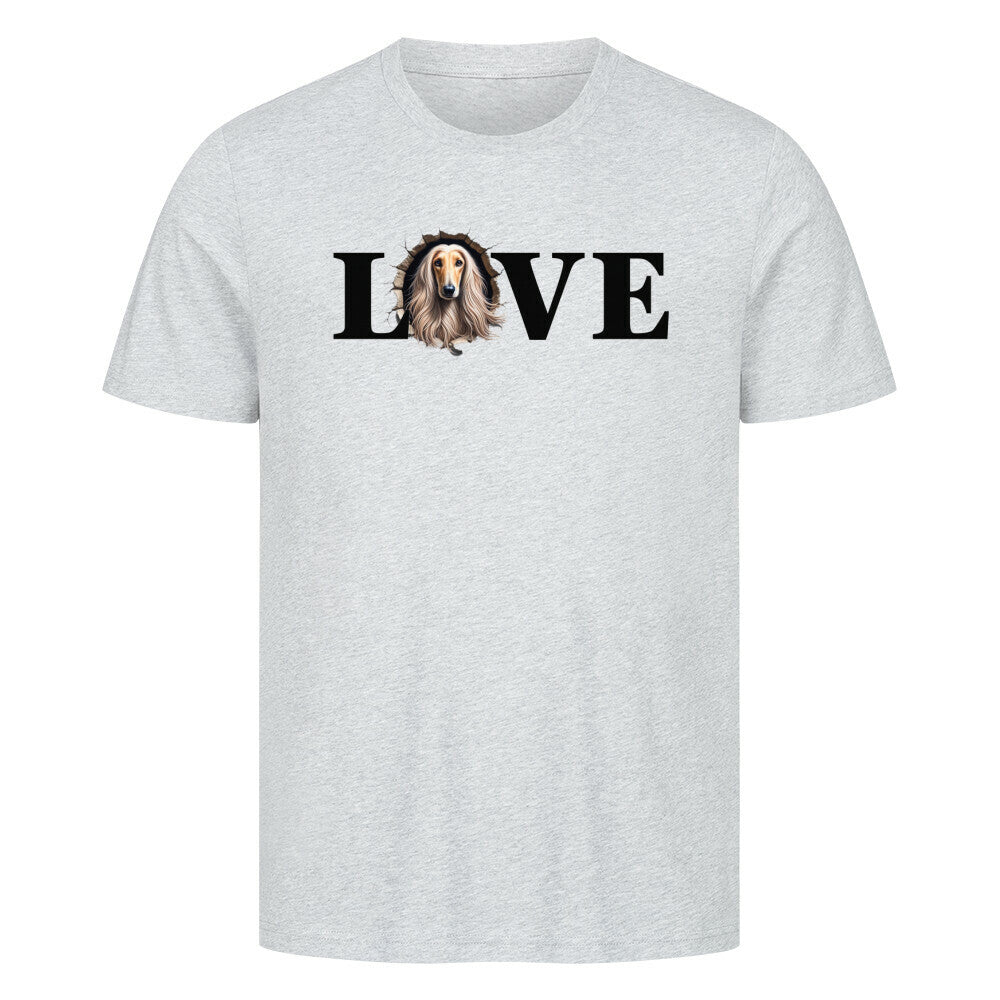 Premium T-Shirt "Afghanischer Windhund LOVE" Heather Grey – hunde-shirt.de
