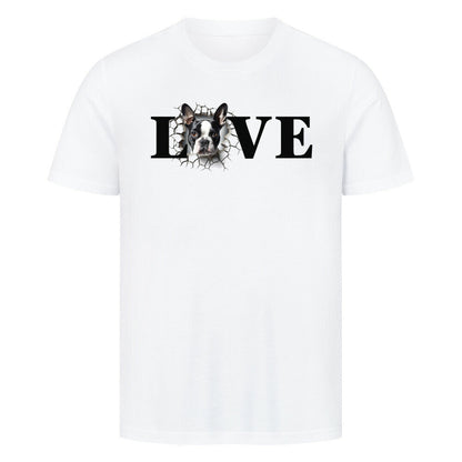Premium T-Shirt "Boston Terrier LOVE" Weiß – hunde-shirt.de