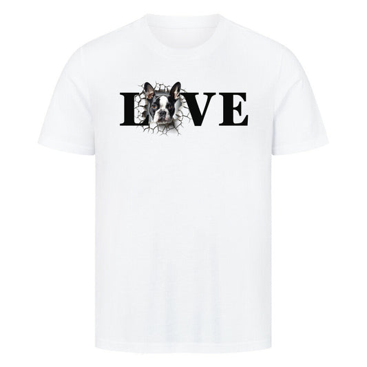 Premium T-Shirt "Boston Terrier LOVE" Weiß – hunde-shirt.de