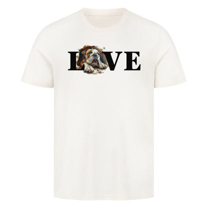 Premium T-Shirt "English Bulldog LOVE" Natural Raw – hunde-shirt.de