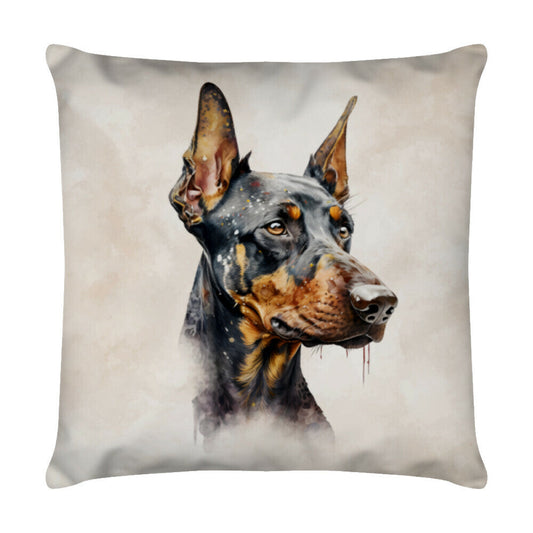 Kissen "Dobermann Blick" Weiß – hunde-shirt.de