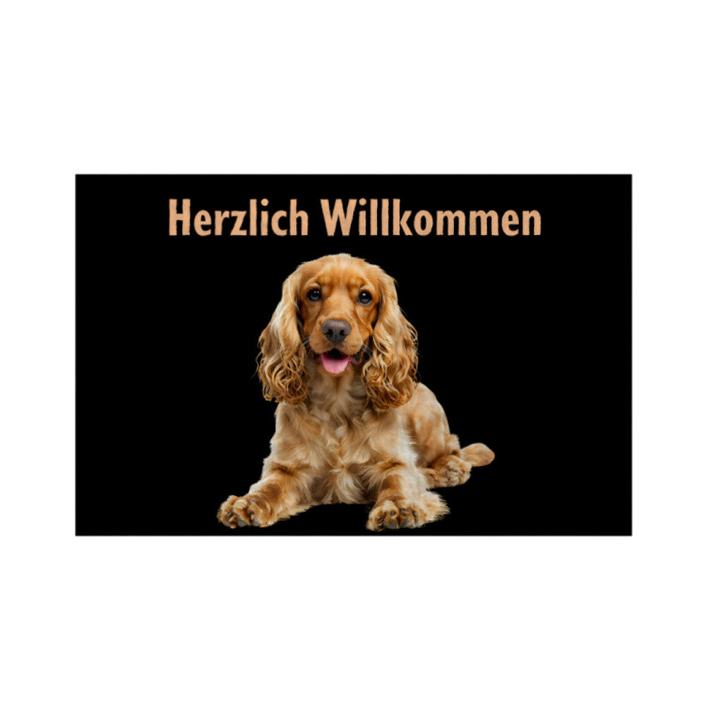 Fußmatte "American Cocker - Herzlich Willkommen" Weiß – hunde-shirt.de