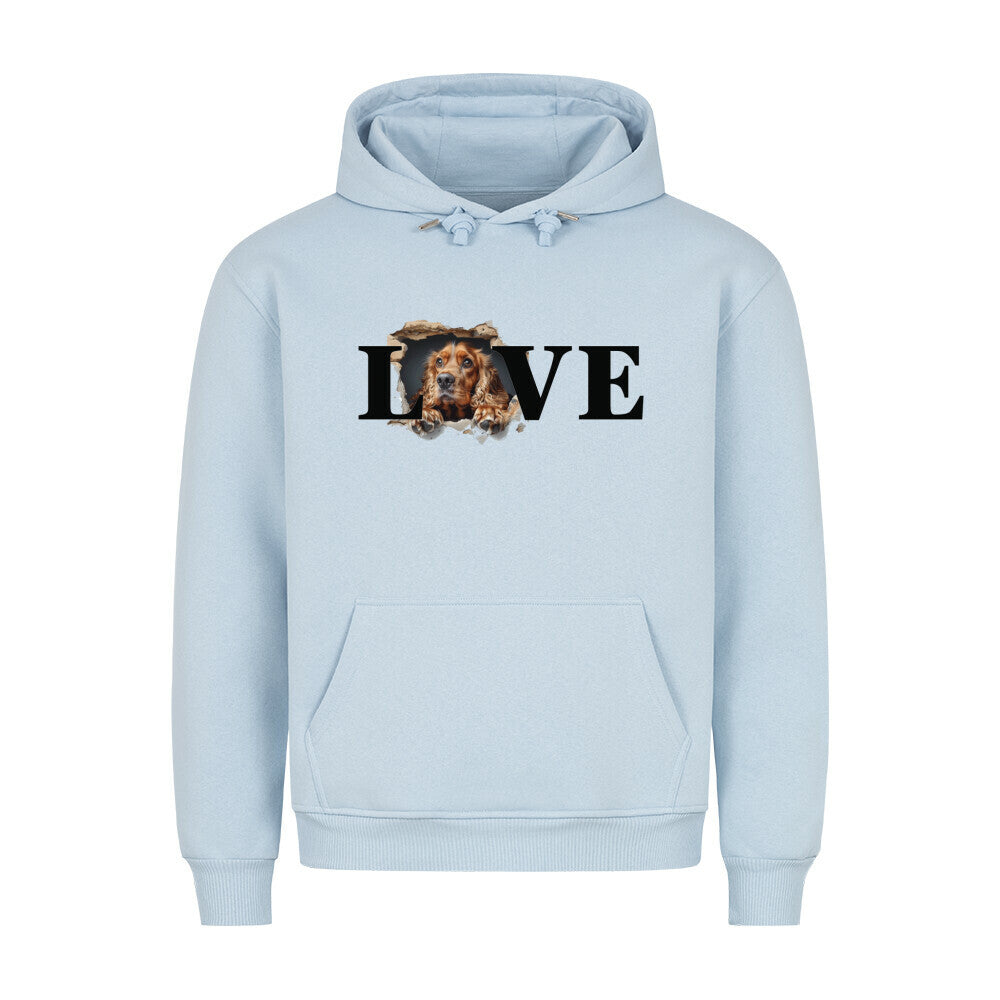 Premium Hoodie "English Cocker Spaniel LOVE" Babyblau – hunde-shirt.de