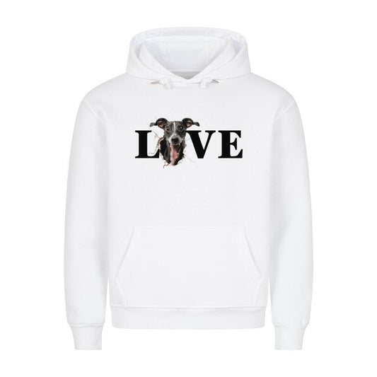 Premium Hoodie "Windspiel LOVE" Weiß – hunde-shirt.de
