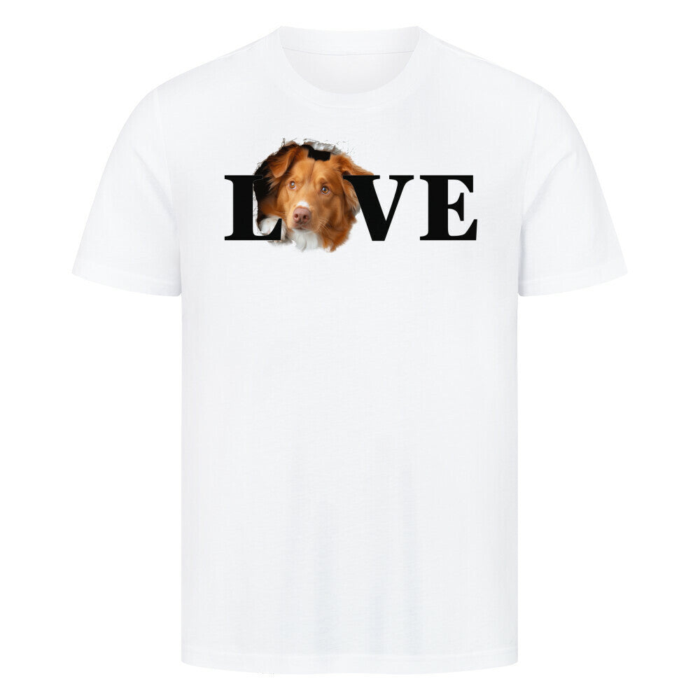 Premium T-Shirt "Nova Scotia Duck Tolling Retriever LOVE" Weiß – hunde-shirt.de