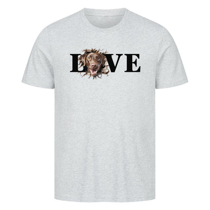 Premium T-Shirt "Labrador Retriever braun LOVE" Heather Grey – hunde-shirt.de