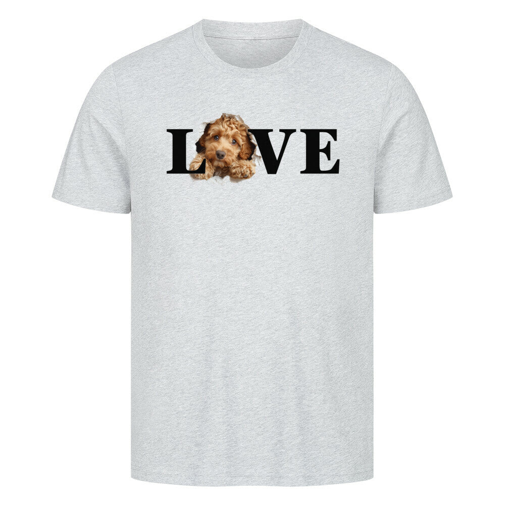 Premium T-Shirt "Golden Doodle LOVE" Heather Grey – hunde-shirt.de