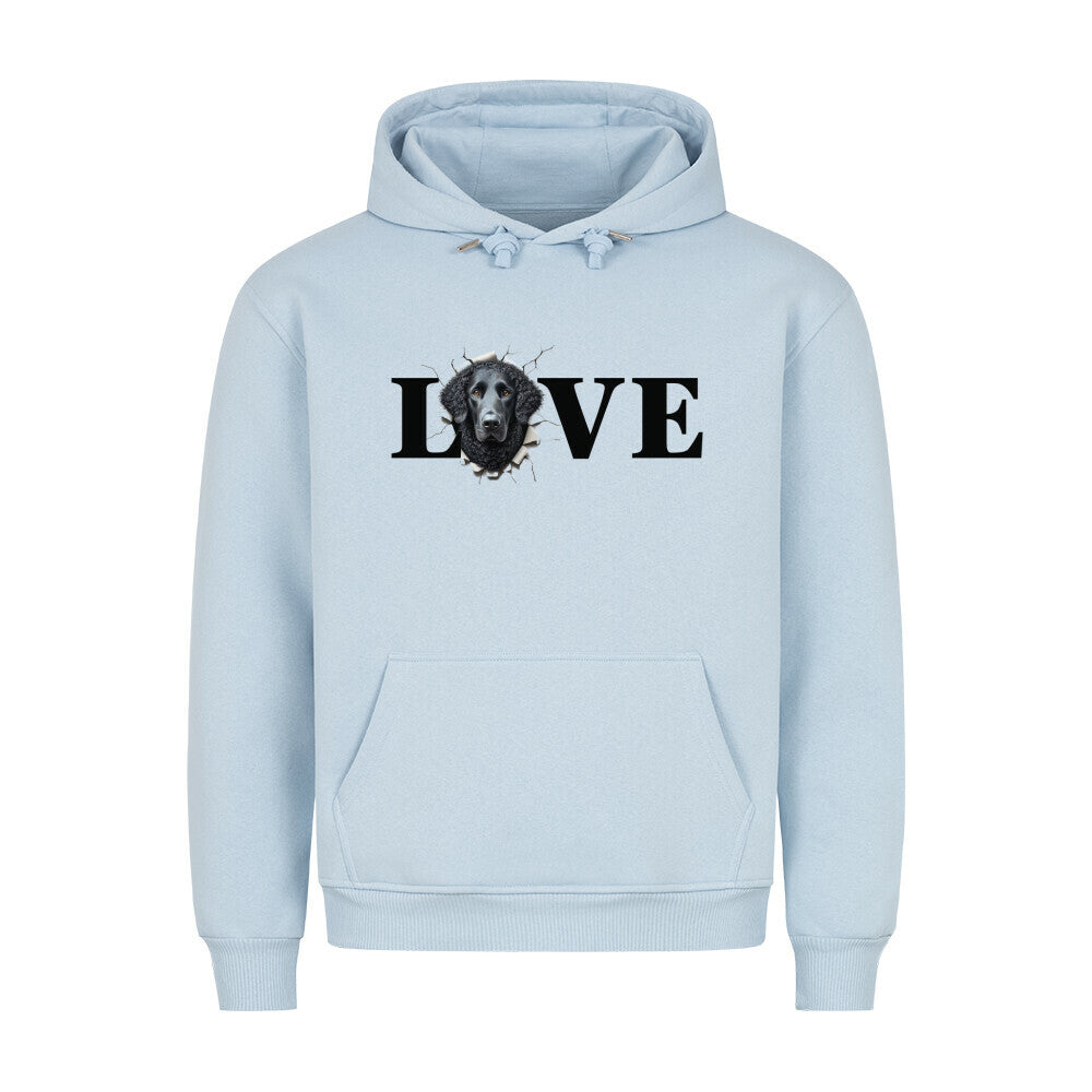 Premium Hoodie "Curly Coated Retriever LOVE" Babyblau – hunde-shirt.de