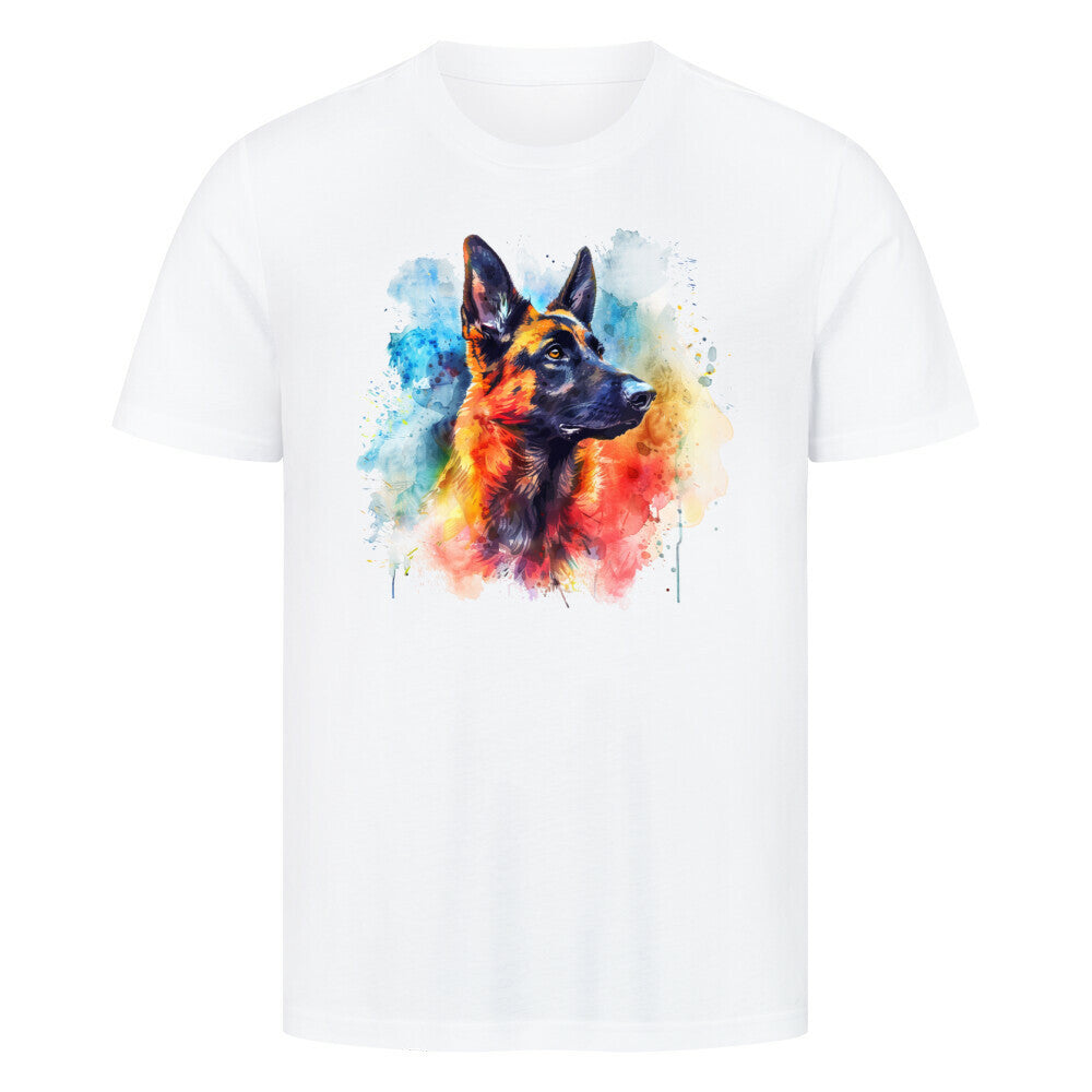 Premium T-Shirt "Malinois Paint" Weiß – hunde-shirt.de
