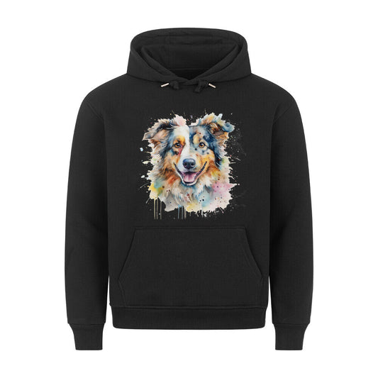 Premium Hoodie "Australian Shepherd Splash" Schwarz – hunde-shirt.de