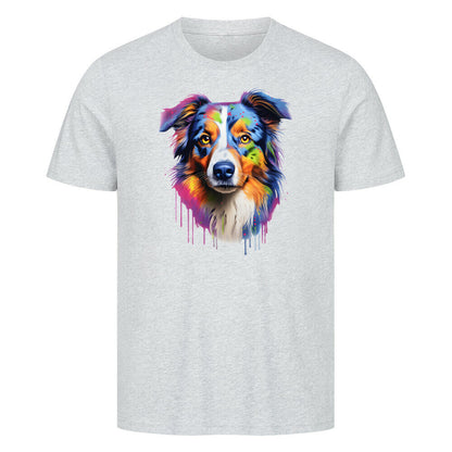 Premium T-Shirt "Australian Shepherd Paint" Heather Grey – hunde-shirt.de