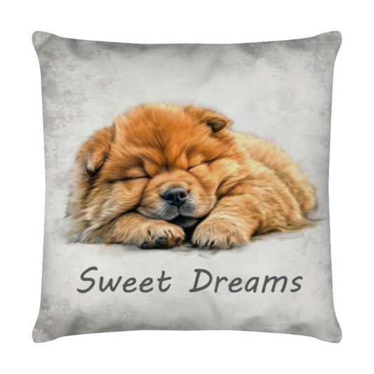 Kissen "Chow-Chow - Sweet Dreams" Weiß – hunde-shirt.de