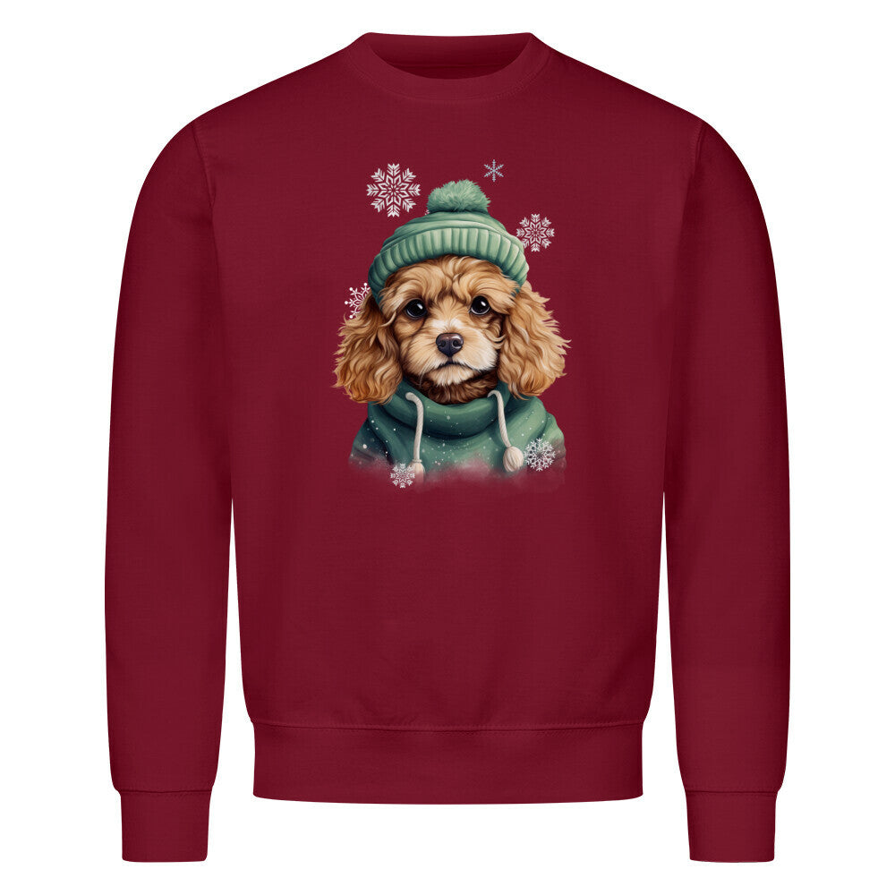 Premium Sweatshirt "Cavapoo Winter" Burgunder – hunde-shirt.de