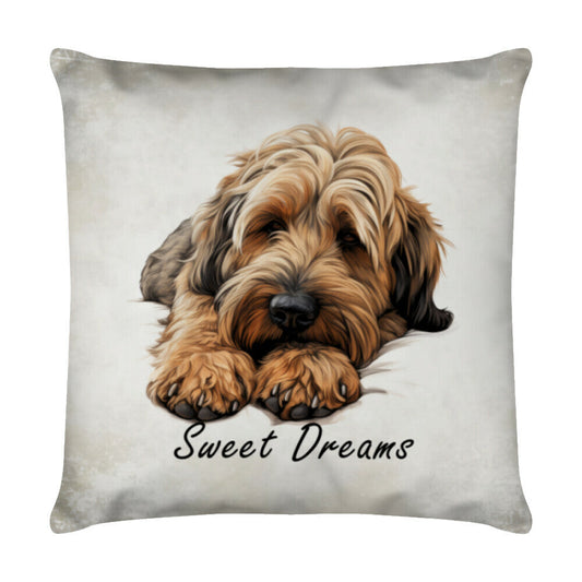 Kissen "Briard - Sweet Dreams" Weiß – hunde-shirt.de