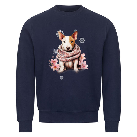 Premium Sweatshirt "Bullterrier Wintermädchen" Navy Blue – hunde-shirt.de