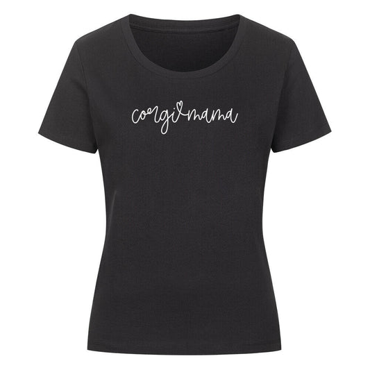 Premium Organic Damen-Shirt "Corgi Mama" Schwarz – hunde-shirt.de