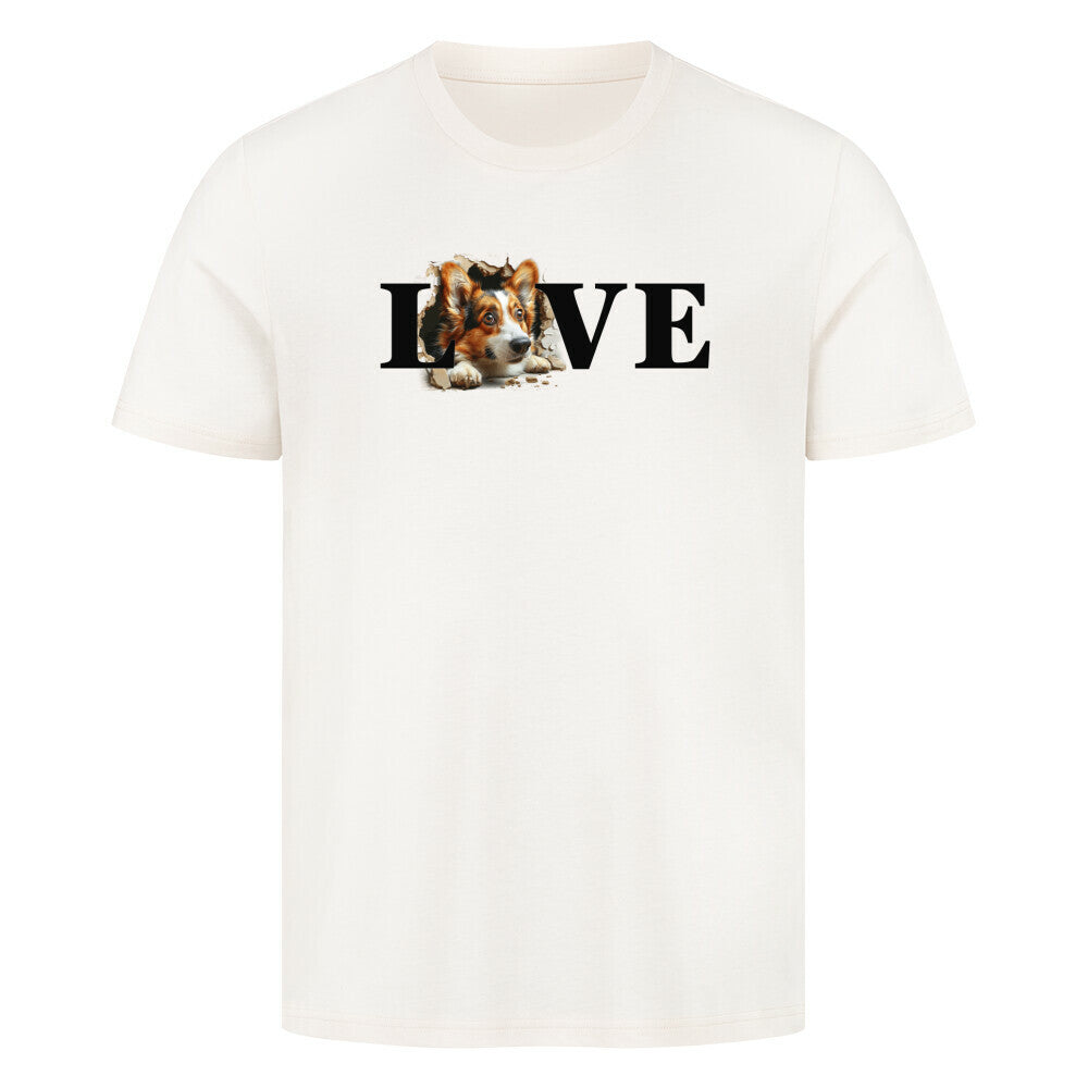 Premium T-Shirt "Corgi Cardigan - LOVE" Natural Raw – hunde-shirt.de