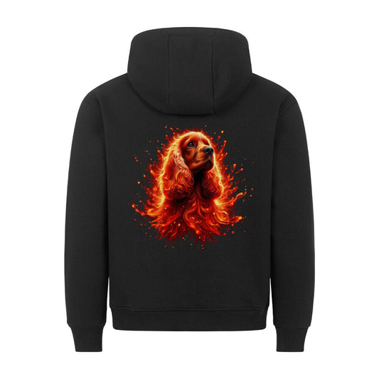 Premium Hoodie "Cocker FIRE" Schwarz – hunde-shirt.de