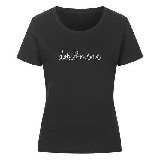 Premium Organic Damen-Shirt "Dobermann dobie mama" Schwarz – hunde-shirt.de