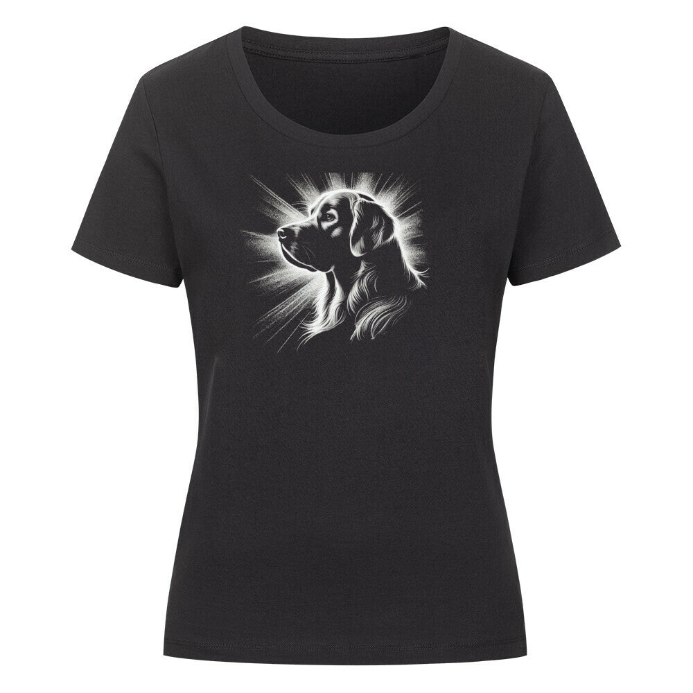Premium Organic Damen-Shirt "Golden Retriever Shine" Schwarz – hunde-shirt.de