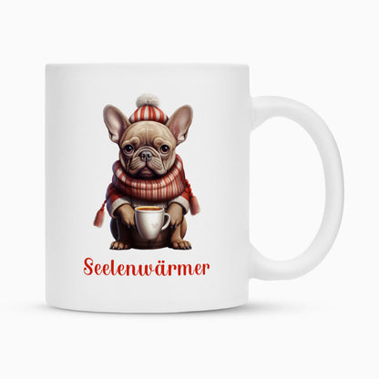 Tasse "Frenchie - Seelenwärmer rot" Weiß – hunde-shirt.de