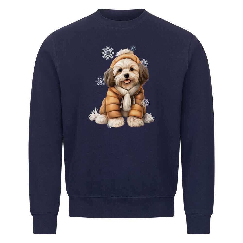 Premium Sweatshirt "Havaneser Winterjacke" Navy Blue – hunde-shirt.de