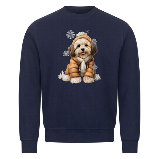 Premium Sweatshirt "Havaneser Winterjacke" Navy Blue – hunde-shirt.de