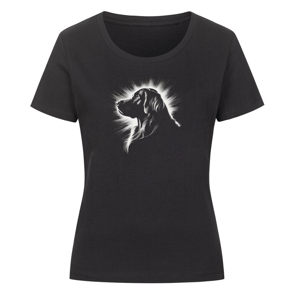 Premium Organic Damen-Shirt "Flat Coated Shine" Schwarz – hunde-shirt.de