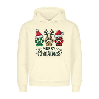 Premium Hoodie "Merry Christmas 3taps" Beige – hunde-shirt.de