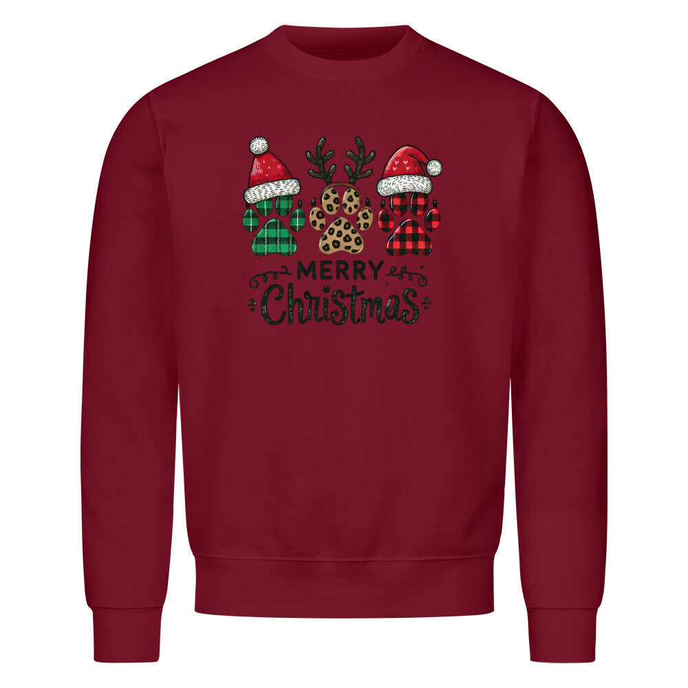 Premium Sweatshirt "Merry Christmas 3taps" Burgunder – hunde-shirt.de