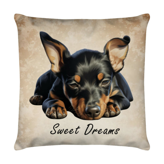 Kissen "Manchester Terrier - Sweet Dreams" Weiß – hunde-shirt.de