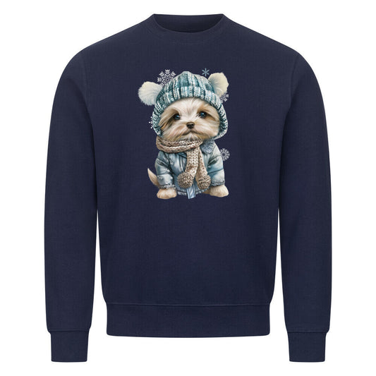 Premium Sweatshirt "Maltipoo - Winter" Navy Blue – hunde-shirt.de