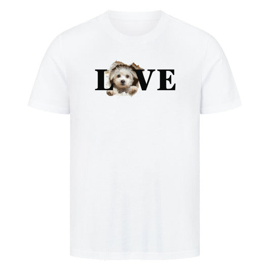 Premium T-Shirt "Maltipoo - LOVE" Weiß – hunde-shirt.de