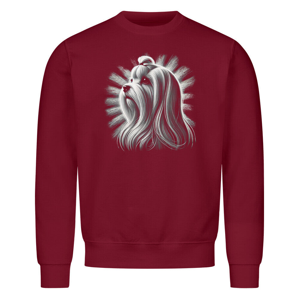 Premium Sweatshirt "Malteser Langhaar - Shine" Burgunder – hunde-shirt.de